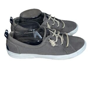 Sperry Top Sider Pier Wave Boat Shoes Women's 9.5 Gray Canvas Low Top Lace Up